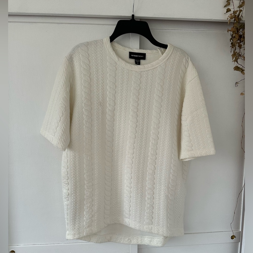 FIFTEENTWENTY Cream Colored Quilted Tee